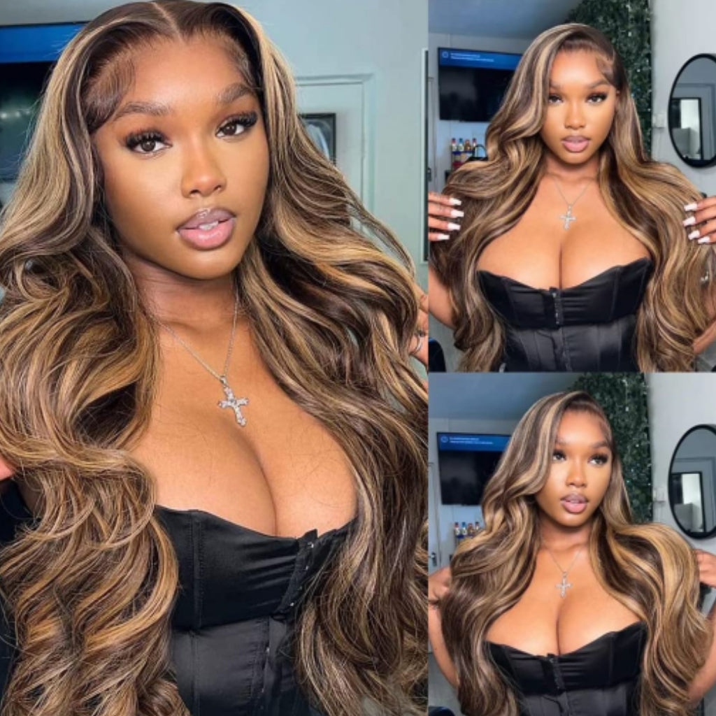 Highlight-Piano-Color-4-27-Lace-Front-Wigs-Human-Hair--Body-Wave-Lace-Front-Wigs-Ombre-Hair-Brown-Honey-Blonde -Highlight-Brazilian-13x4-13x6-Transparent-Lace-Front-Wigs-Human-Hair-Wigs-for-Women