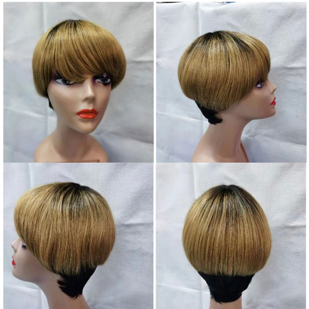 Pixie-Cut-Wig-Short-Bob-Wig-With-Bangs-Full-Machine-No-Lace-Wigs-Ombre-Honey-Blonde-Wig-1B-27-Cheap-Human-Hair-Wig-For-Black-Women-Glueless-Wig
