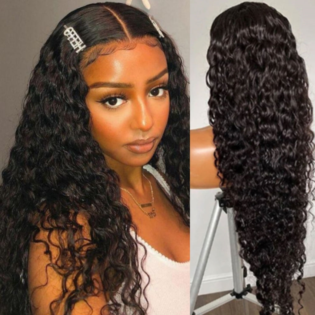 Fleeky Hair 10A Brazilian Water Wave 4x4 5x5 6x6 Lace Closure Wig  Transparent Lace Wigs