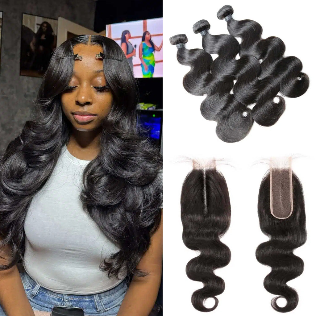 10A Brazilian Body Wave 3 Bundles With 2X6 HD Lace Closure  display picture 1