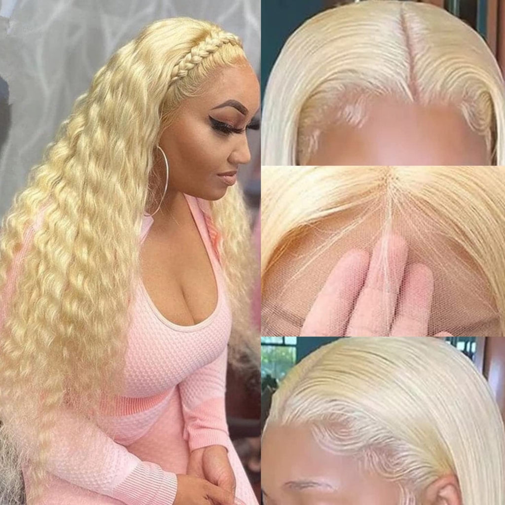 10A Brazilian Blonde 613 Deep Wave 13x4 13x6 Lace Frontal Wig 4X4