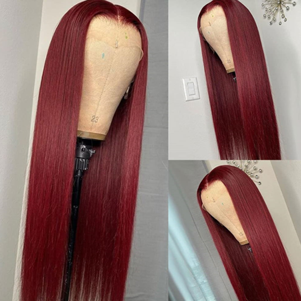 99J-Burgundy-Red-Silky-Straight-Transparent-13x4-Lace-Front-Brazilian-Human-Hair-Wigs-Pre-Plucked-Remy-Hair-180%-Virgin-Hair-Wigs