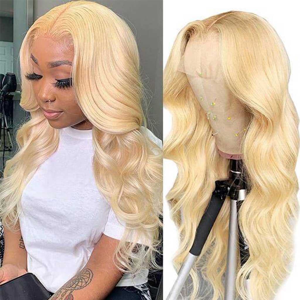 Fleeky 10A 613 Blonde Wig Body Wave Wig Transparent Lace Wig 4x4