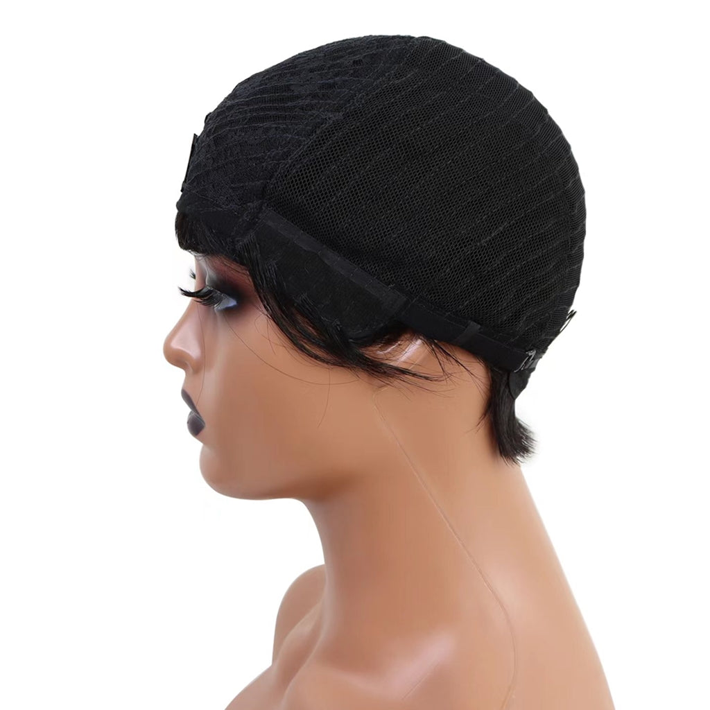 Pixie-Cut-Pixiecut-wig-Short-Affordable-Non-Lace-straight-Human-Hair-Wigs-Cheap-#1B-Machine-Made-Wig-bang-human-hair-wig-Fleeky-Remy-Hair-Wigs-For-Women-Cheap-Wigs-straight-wig-cap