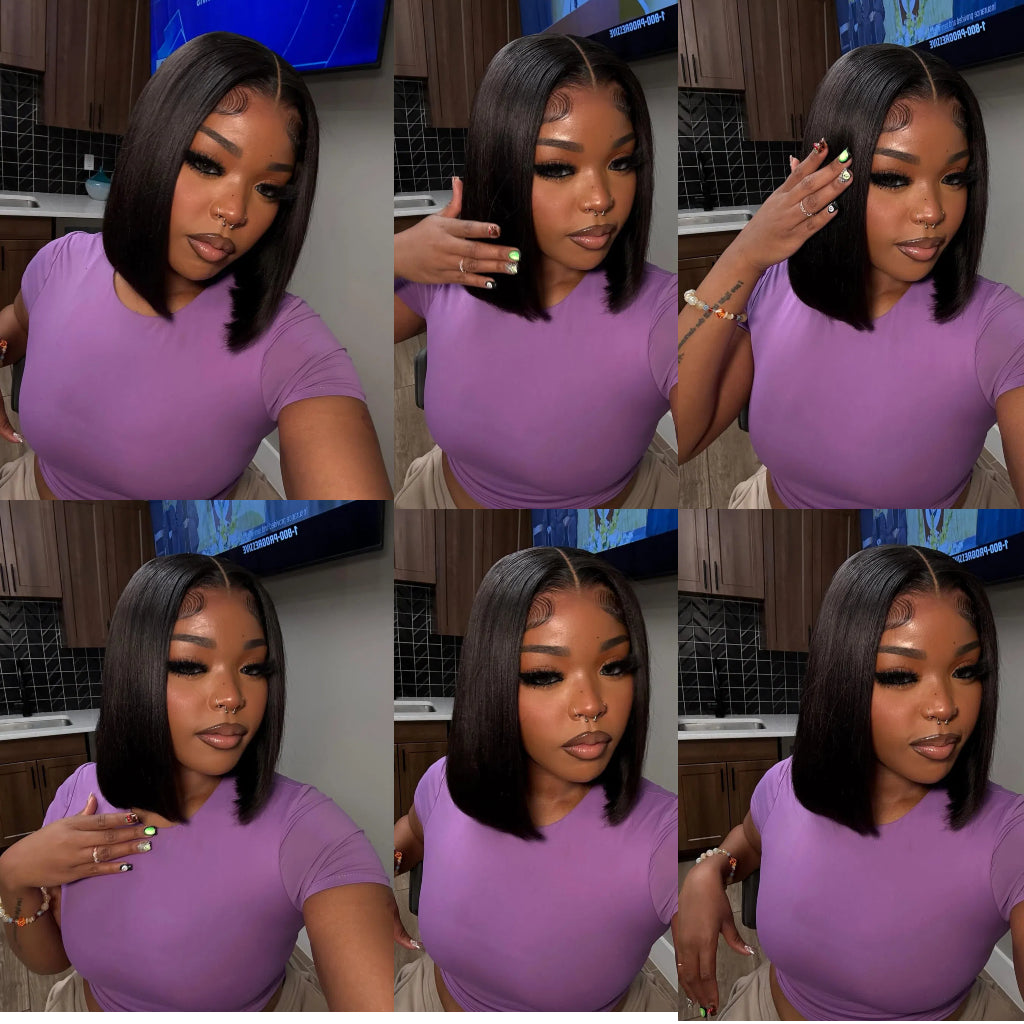 10A-Bob-Wig-Straight-Human-Hair-Straight-Short-Bob-Wigs-Free-Part-4x4-Lace-Front-Bob-Wig-Brazilian-Virgin-Human-Hair-Wigs-for-Black-Women-180%-Density-Straight-Bob-Wig-Pre-Plucked-with-Baby-Hair-wig-Beginner-wigBeginner