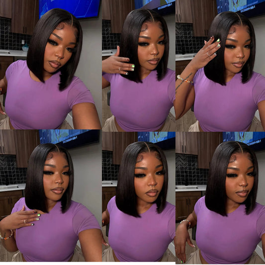 10A-Bob-Wig-Straight-Human-Hair-Straight-Short-Bob-Wigs-Free-Part-4x4-Lace-Front-Bob-Wig-Brazilian-Virgin-Human-Hair-Wigs-for-Black-Women-180%-Density-Straight-Bob-Wig-Pre-Plucked-with-Baby-Hair-wig-Beginner-wigBeginner