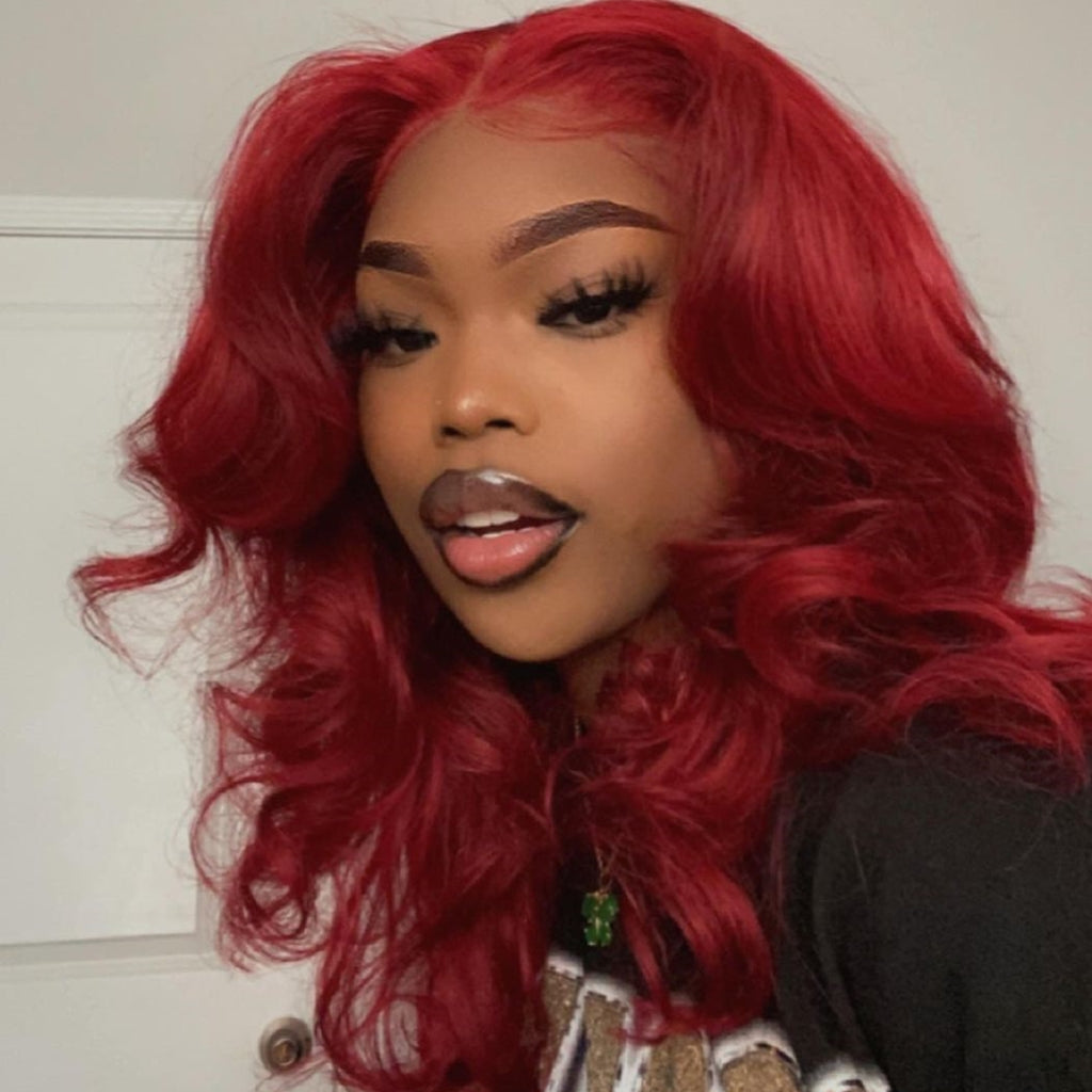 Burgundy-99J-Red-colored-wig-body-wave-lace-front-wig-transparent-lace-frontal-wigs