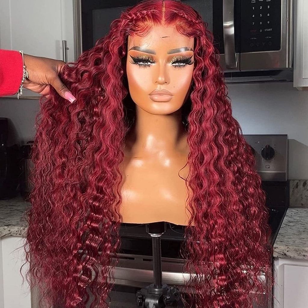 Burgundy-Deep-Wave-Lace-Front-Wigs-Human-Hair-250%-Density-10A-Grade-Deep-Curly-13X6-HD-Transparent-Lace-Front-Human-Hair-Wigs-for-Black-women-wigstore-wigsonsale-on-sale