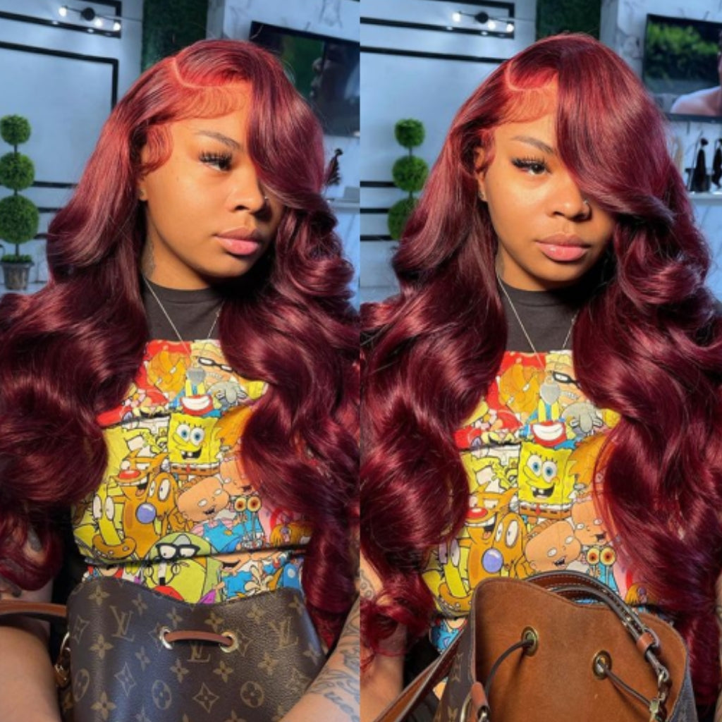 Burgundy-Lace-Front-Wigs-Human-Hair-99j-Colored-Lace-Front-Wig-Body-Wave-13x4-Lace-Front-Wig-180%-Density-Glueless-Human-Hair-Wigs-Pre-Plucked-Hairline-with-Baby-Hair-For-women-for-girl-for-black-women