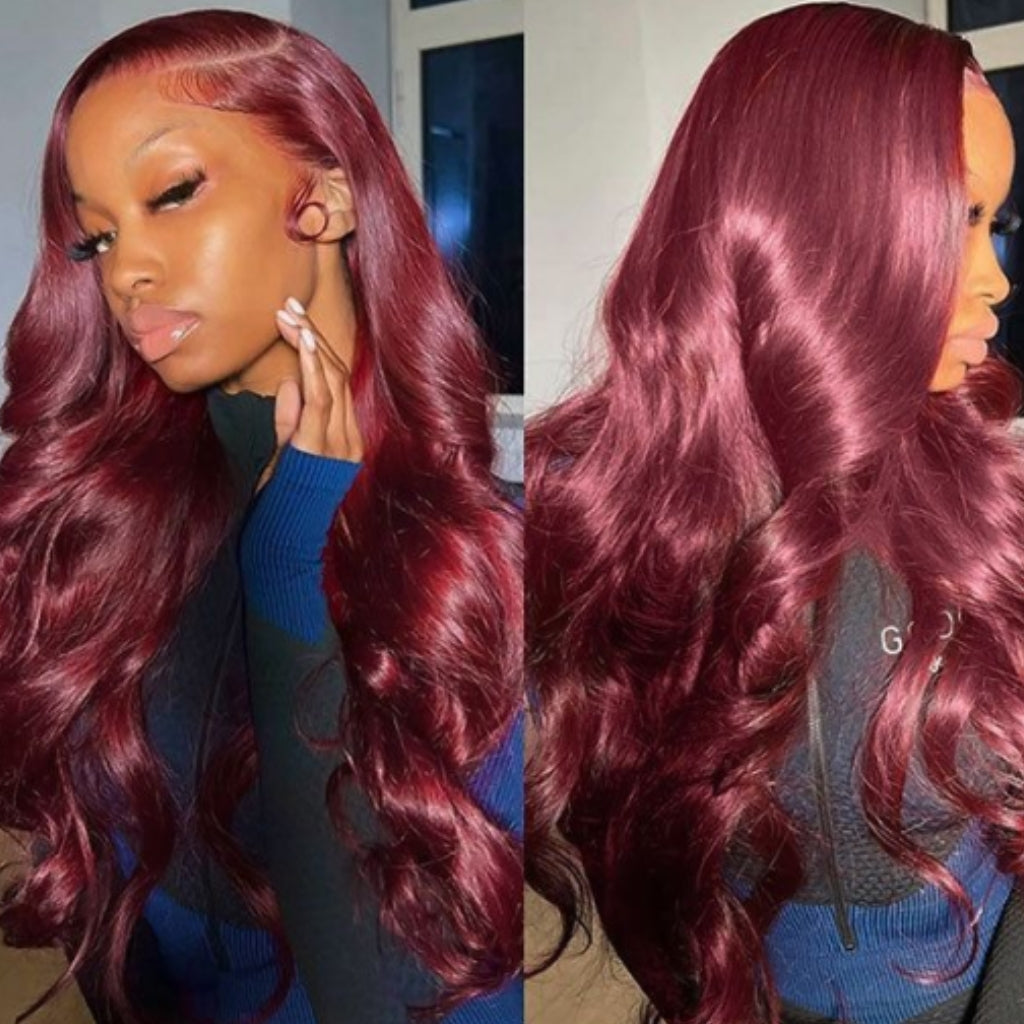 Burgundy-red-color-Lace-Front-Wigs-Human-Hair-99j-Colored-Lace-Front-Wig-Body-Wave-13x4-Lace-Front-Wig-180%-Density-Glueless-Human-Hair-Wigs-Pre-Plucked-Hairline-with-Baby-Hair-For-women-for-girls-for-black-women