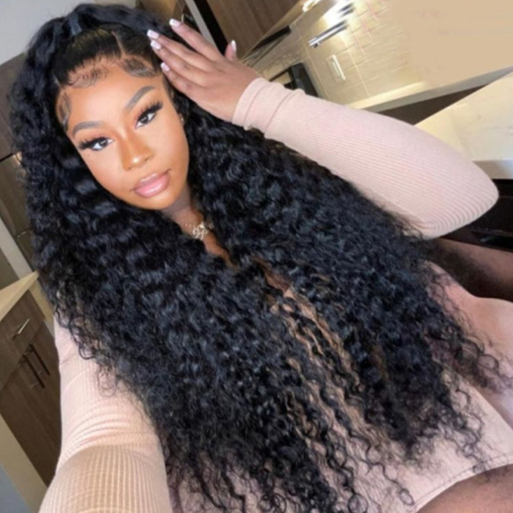 10A Brazilian Deep Wave Curly 360 Lace Frontal Wig