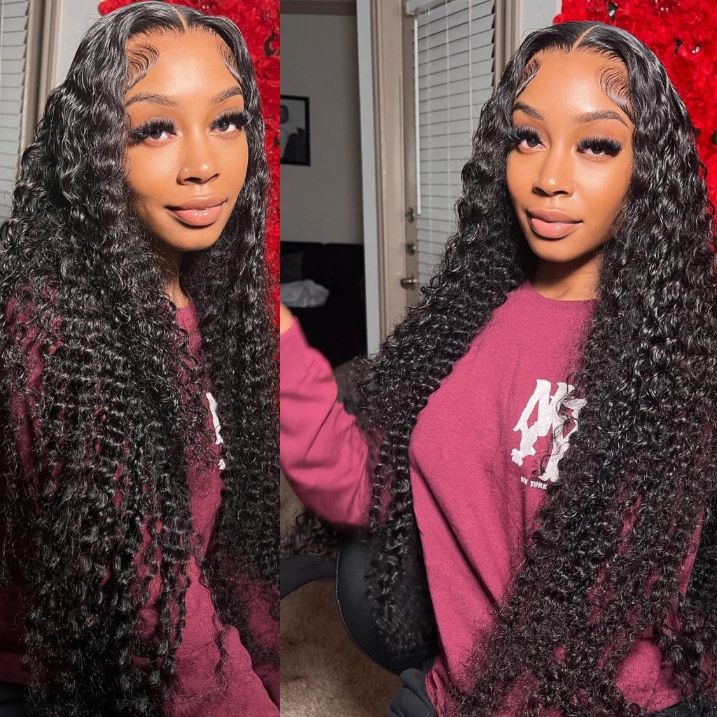 10A Brazilian Deep Wave Virgin Hair Lace Front Wig For Black Woman
