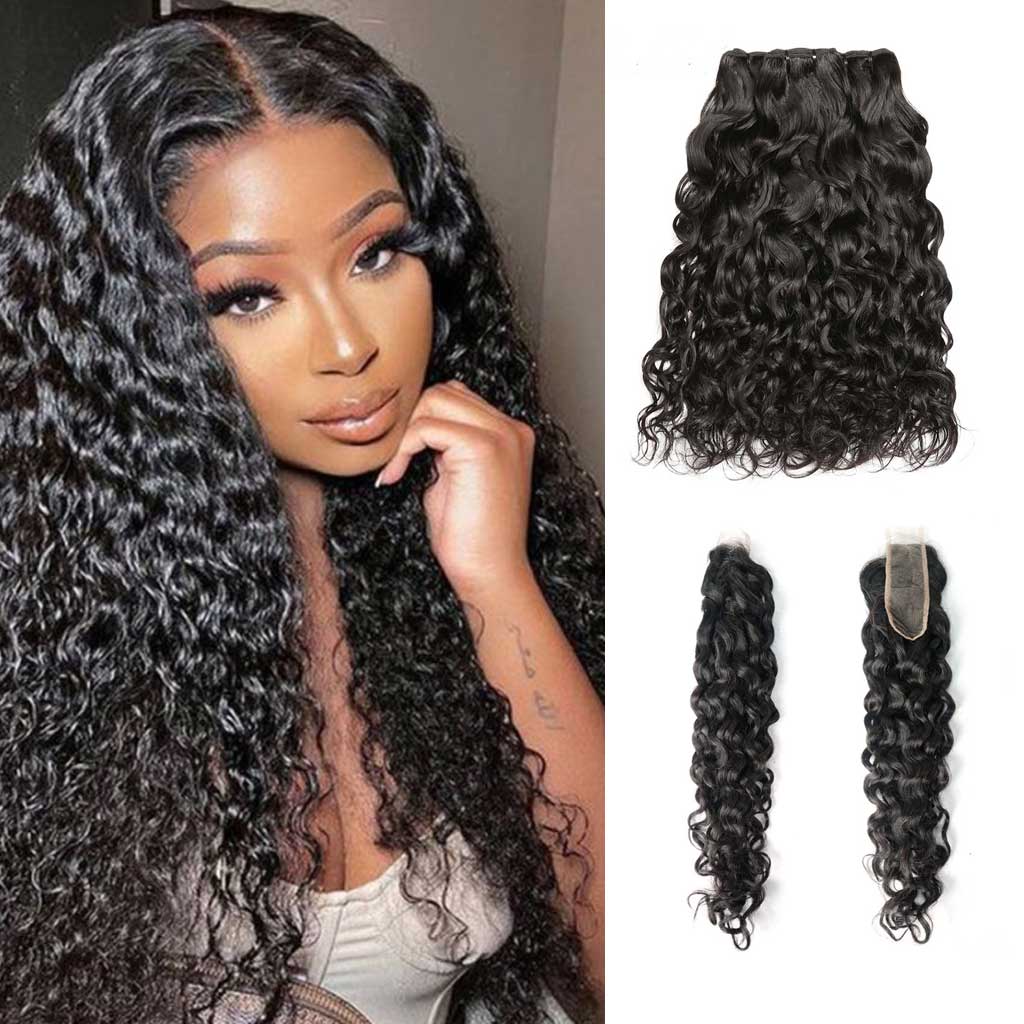 Fleeky-water-wave-100%-virgin-human-hair-full-and-thick-wet-and-wavy-hair-bundles-with-2x6-hd-closure-deal