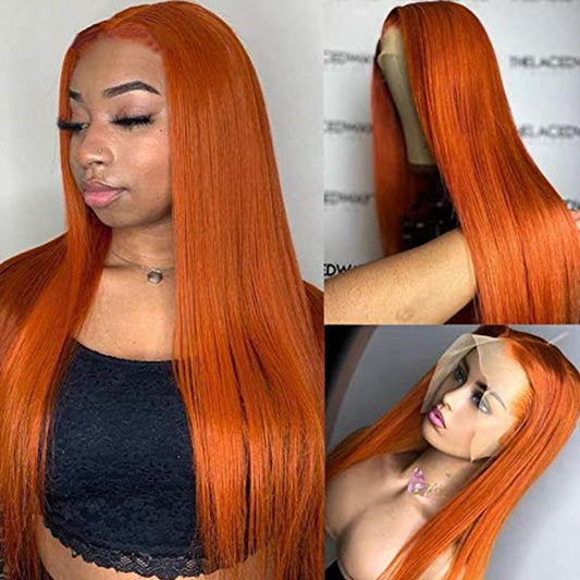 Orange-Ginger-Colored-Straight-13x4-Transparent-Lace-Frontal-Wig-lace-front-wig-4x4-lace-closure-wig