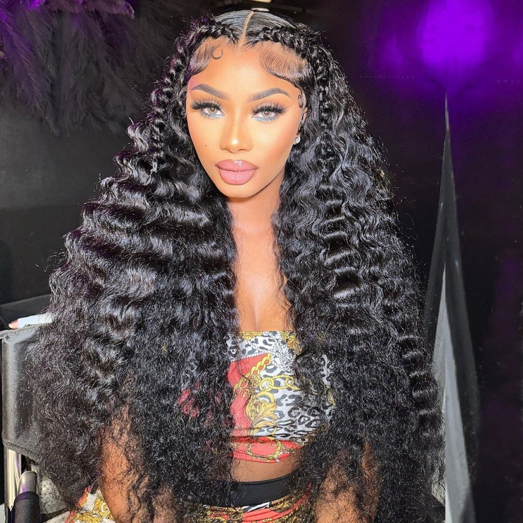Water-Wave-13x4-13X6-HD-Transparent-Lace-Front-Wigs-Human-Hair-Pre-Plucked-Hairline-with-Baby-Hair-10A-Brazilian-Water-Wave-Human-Hair-Wigs-for-Black-Women-hairstyling-wigstyle-hairstyle-big-hair-big-curly