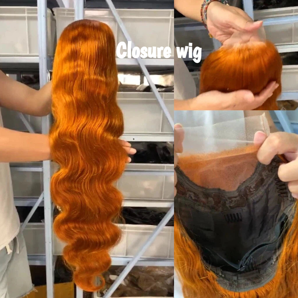 10A-Orange-Ginger-Color-Body-Wave-Lace-closure-Wig-Colored-Human-Hair-Wigs-for-Black-Women-Transparent-Lace-4x4-5x5-Lace-Closure-Wig-Fall-Hair-350-Color-Wig-with-Baby-Hair-black-friday-wigs-on-sale