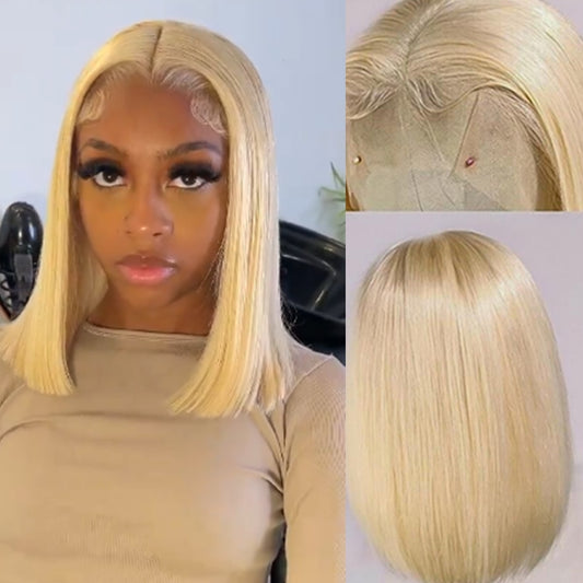 10A-613-Blonde-4X4-Lace-Closure-Wig-613-Short-Bob-wig-Middle-Part-10A-613-Blonde-Bob-Wig-Human-Hair-613-Straight-Short-Bob-Wigs-Free-Part-13x4-Lace-Front-Bob-Wig-Brazilian-Virgin-Human-Hair-Wigs-for-Black-Women-180%-Density-Straight-Bob-Wig-Pre-Plucked-with-Baby-Hair