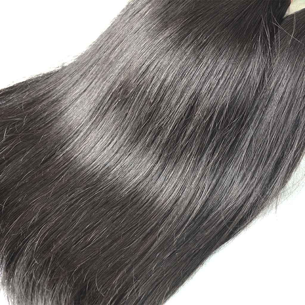 10A Brazilian Straight 4 Bundles With Lace Closure Deal