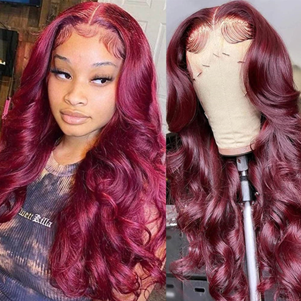 Burgundy-Lace-Front-Wigs-Human-Hair-99j-Colored-Lace-Front-Wig-Body-Wave-13x4-Lace-Front-Wig-180%-Density-Glueless-Human-Hair-Wigs-Pre-Plucked-Hairline-with-Baby-Hair-For-women-for-girl-for-black-women