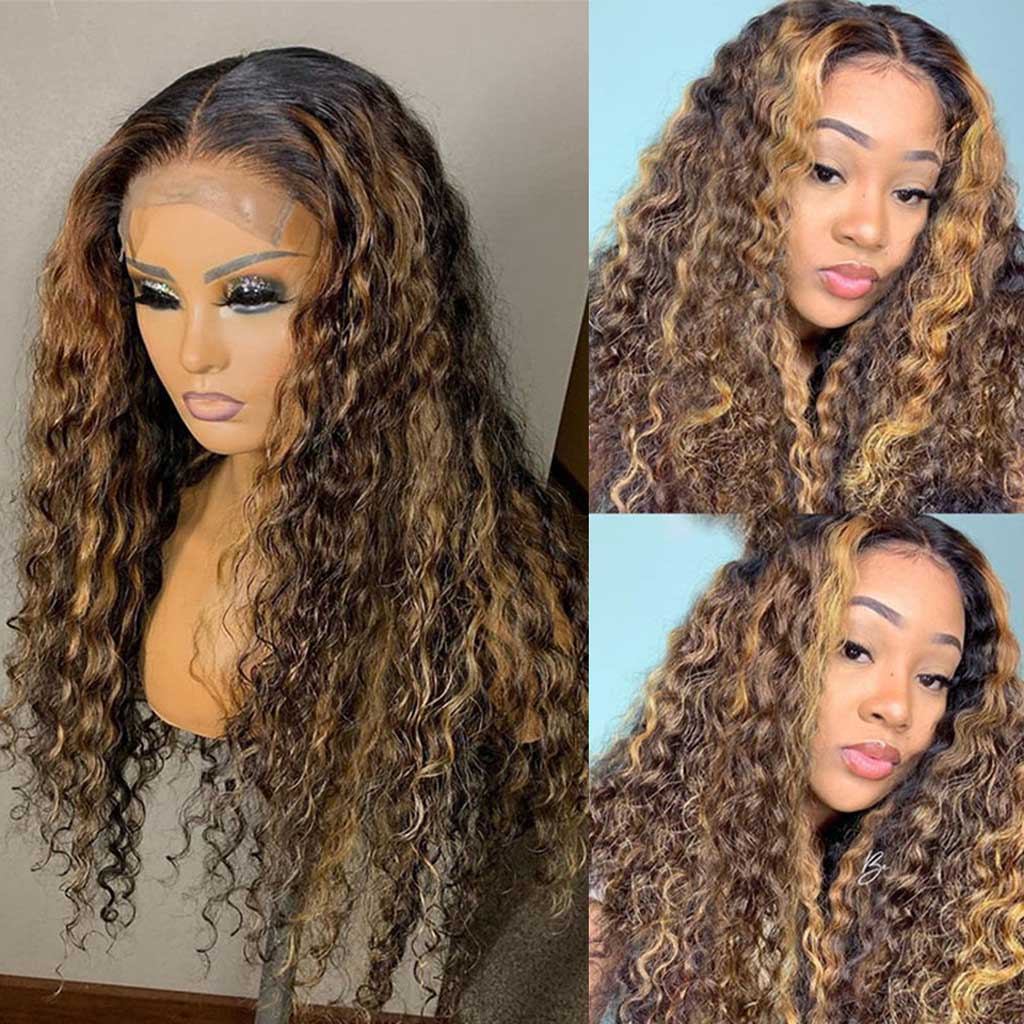 Highlight-Deep-Wave-Wigs-4x4-Lace-Closure-Wig-Honey-Blonde-Transparent-Lace-Wig-Ombre-Hair