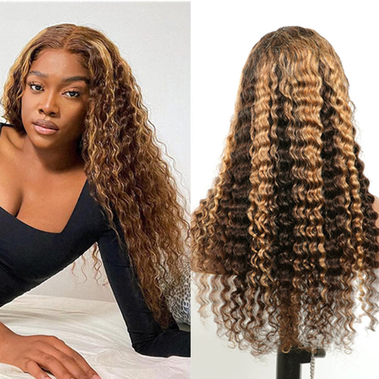 Highlight-Wig-Piano-Color-4-27-Ombre-Honey-Blonde-4x4-Lace-Closure-Wig-Deep-Wave-Wigs-Honey-Blonde-Transparent-Lace-Wigs