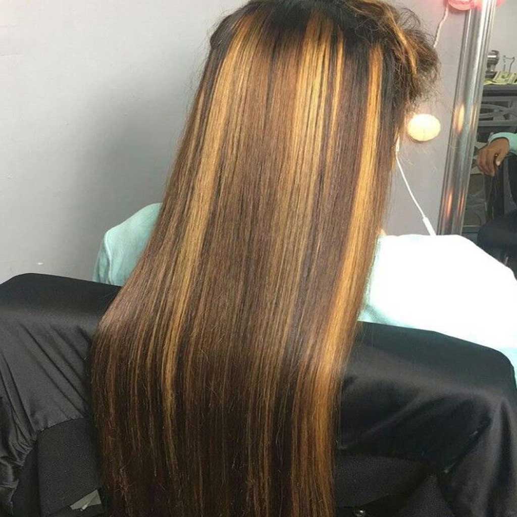 Highlight-piano-hair-lace-closure-wig-straight-human-hair-wigs