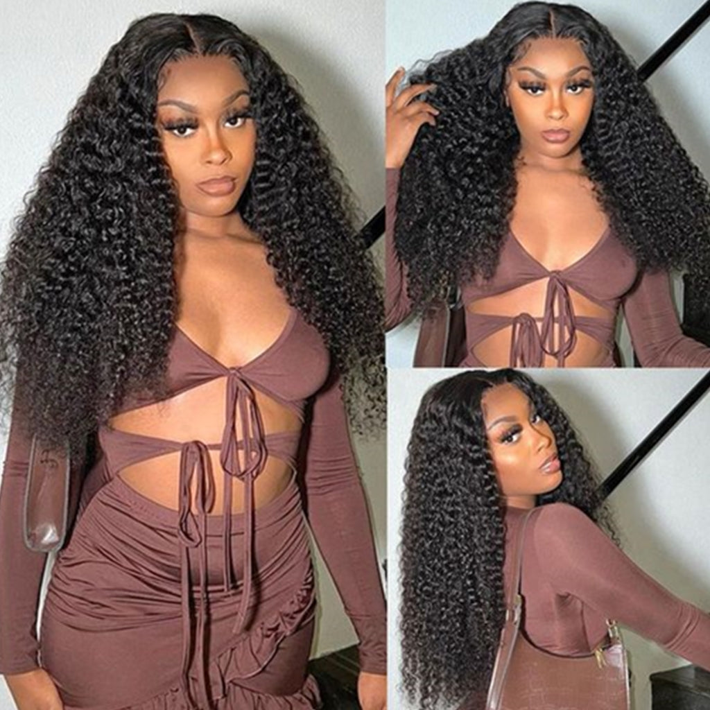 Kinky-Curly-Lace-Closure-Wigs-Human-Hair-for-Black-Women-5x5-Lace-Closure-Wig-4x4-Lace-Closure-Kinky-Curly-Human-Hair-Wigs-Pre-Plucked-with-Baby-Hair-10A-150%-Density-Brazilian-Hair-Lace-Wigs