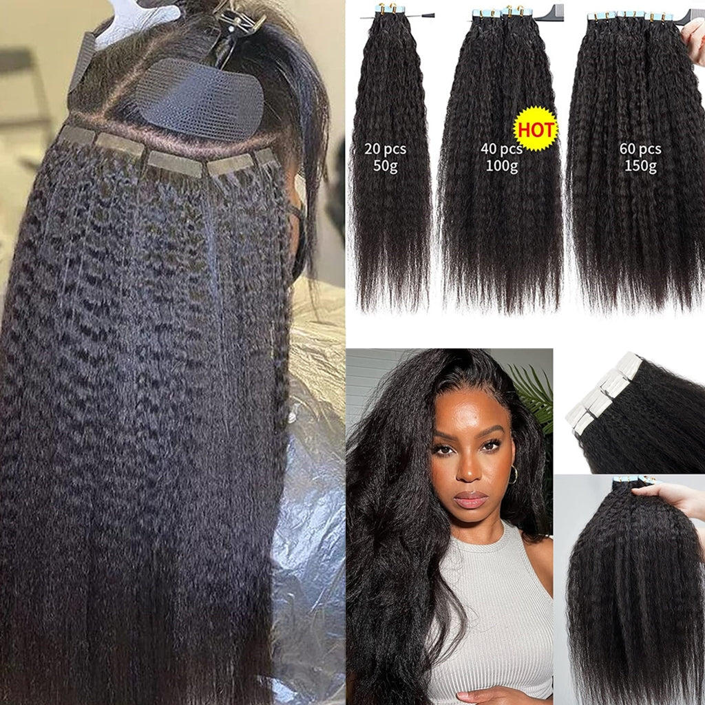 Kinky-Straight-Tape-in-Hair-Extensions-Human-Hair-Seamless-Skin-Weft-Tape-in-Extensions-for-Black-Women-Kinky-Straight-Tape-in-for-black-girls