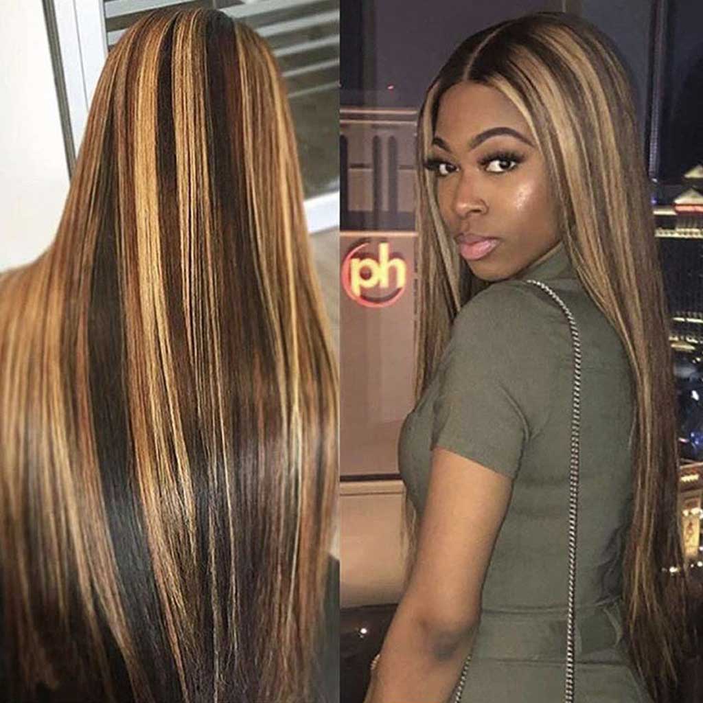 Mix-color-lace-closure-wig-straight-human-hair-wigs