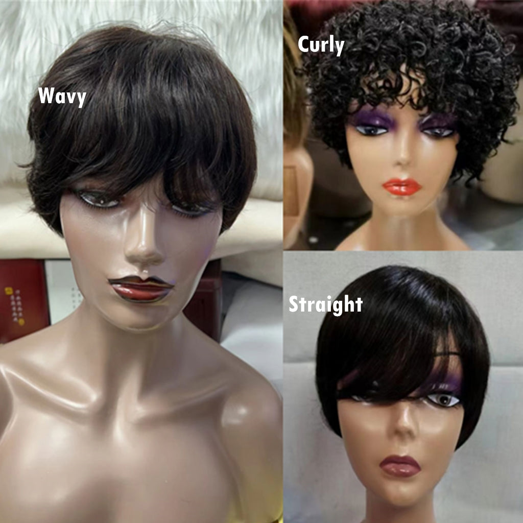 Pixie-Cut-Pixiecut-wig-Short-wigs-Affordable-Non-Lace-straight-Human-Hair-Wigs-Cheap-#1B-Machine-Made-Wig-bang-human-hair-wig-Fleeky-Remy-Hair-Wigs-For-Women-Cheap-Wigs-straight-wavy-curly-hair-wig