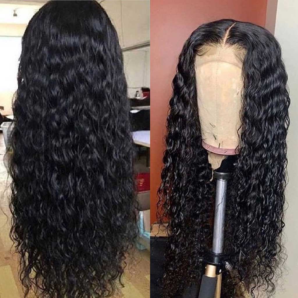 Fleeky Hair 10A Brazilian Water Wave 4x4 Lace Closure Wig Human Hair 5x5 Lace Closure Wig