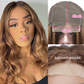Fleeky Hair Highlight Wig Piano Color 4/27 Ombre Brown Honey Blonde Body Wave 4x4 Lace Closure Wig Transparent Lace Wig